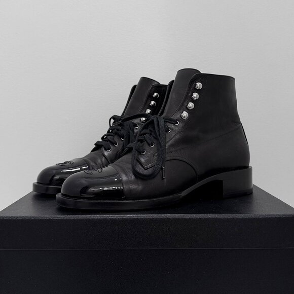 Chanel 2020-2021 Logo Combat Boots - Picture 1 of 12